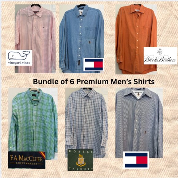 Brooks Brothers Lot of 6 Mens XL Button-Down shirts Vineyard Vines, Tommy - Picture 1 of 7